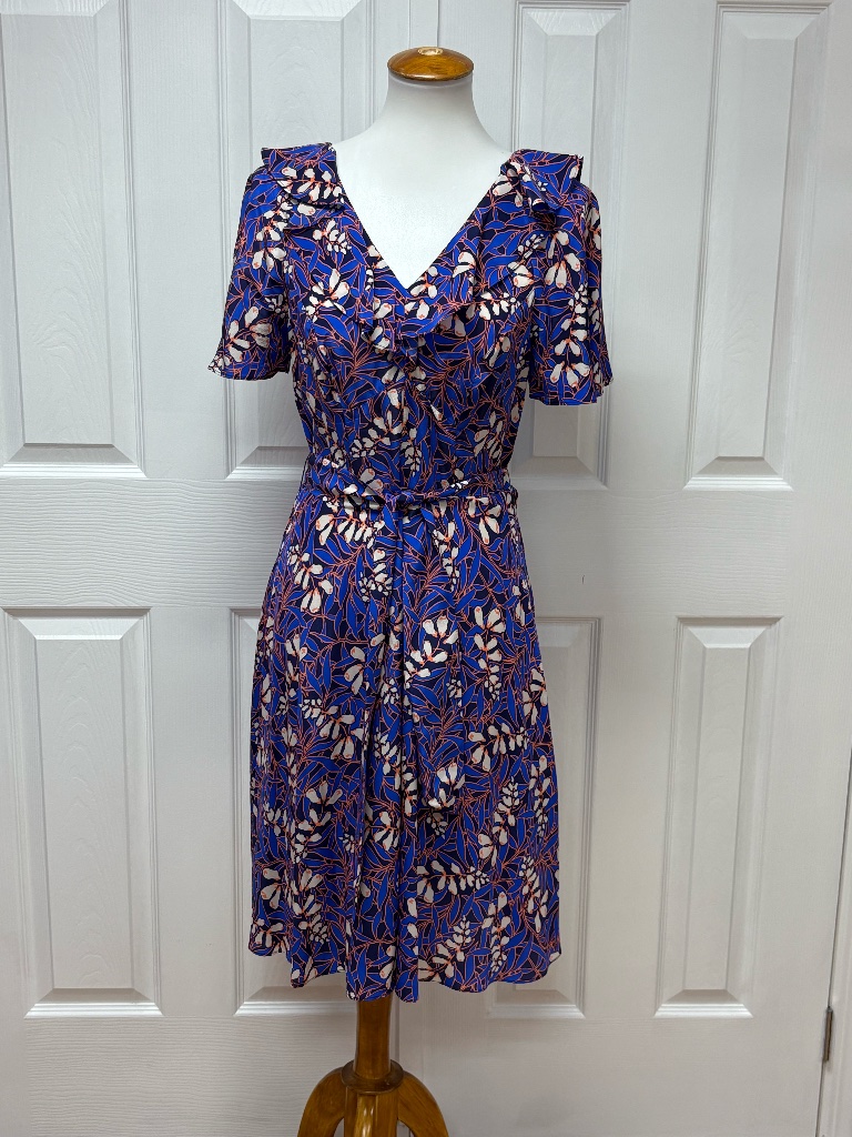 Karen Millen Ruffled Botanical Silk Dress - Size 6 - New Lost The Tag.